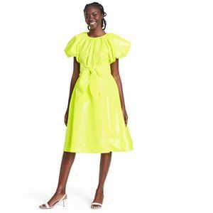 Puff Sleeve Tie Waist Volume Dress